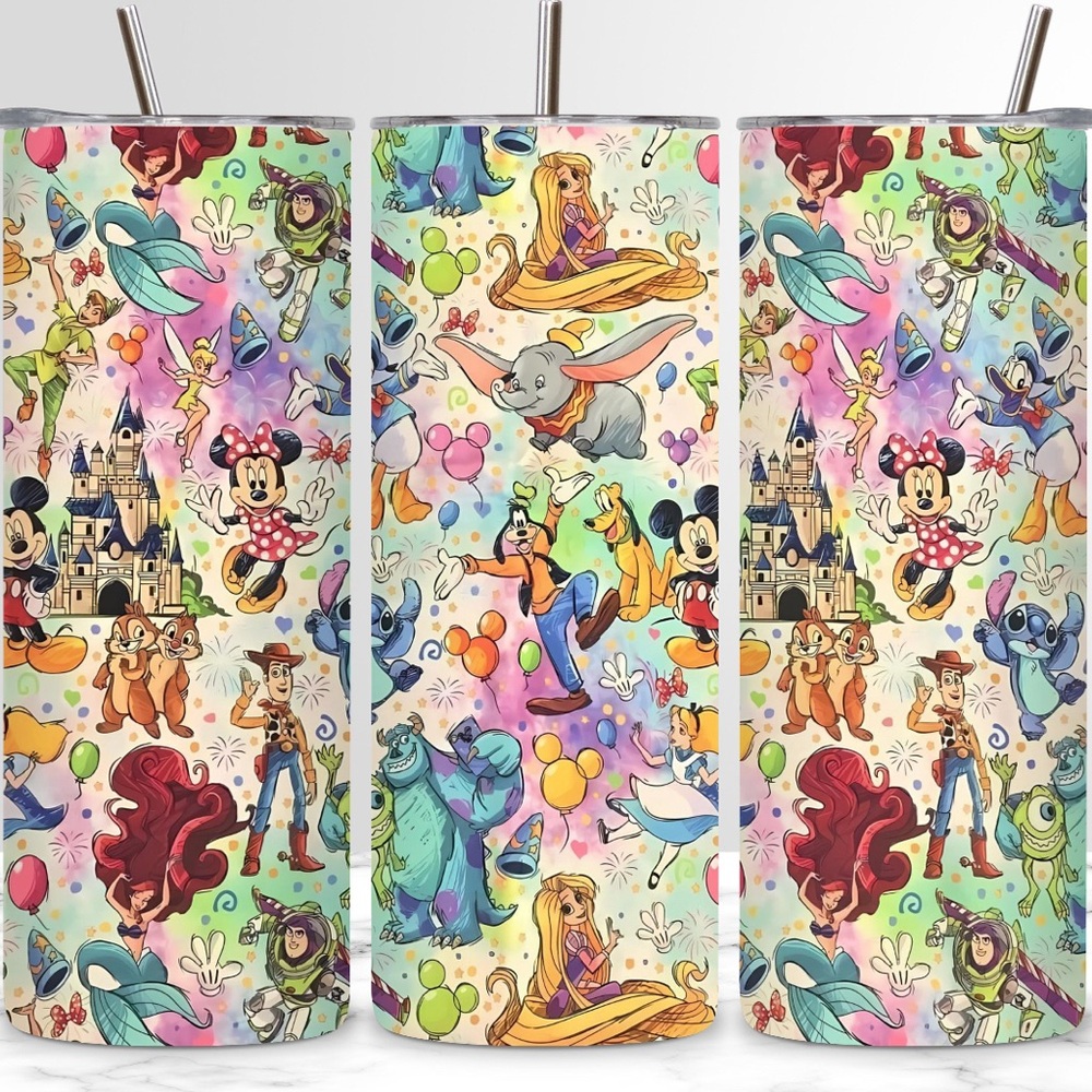 Colorful Disney Character Party Tumblers